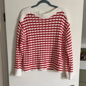 Loft red and white striped sweater